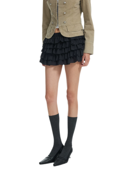 Tiered Ruffle A-Line Skirt