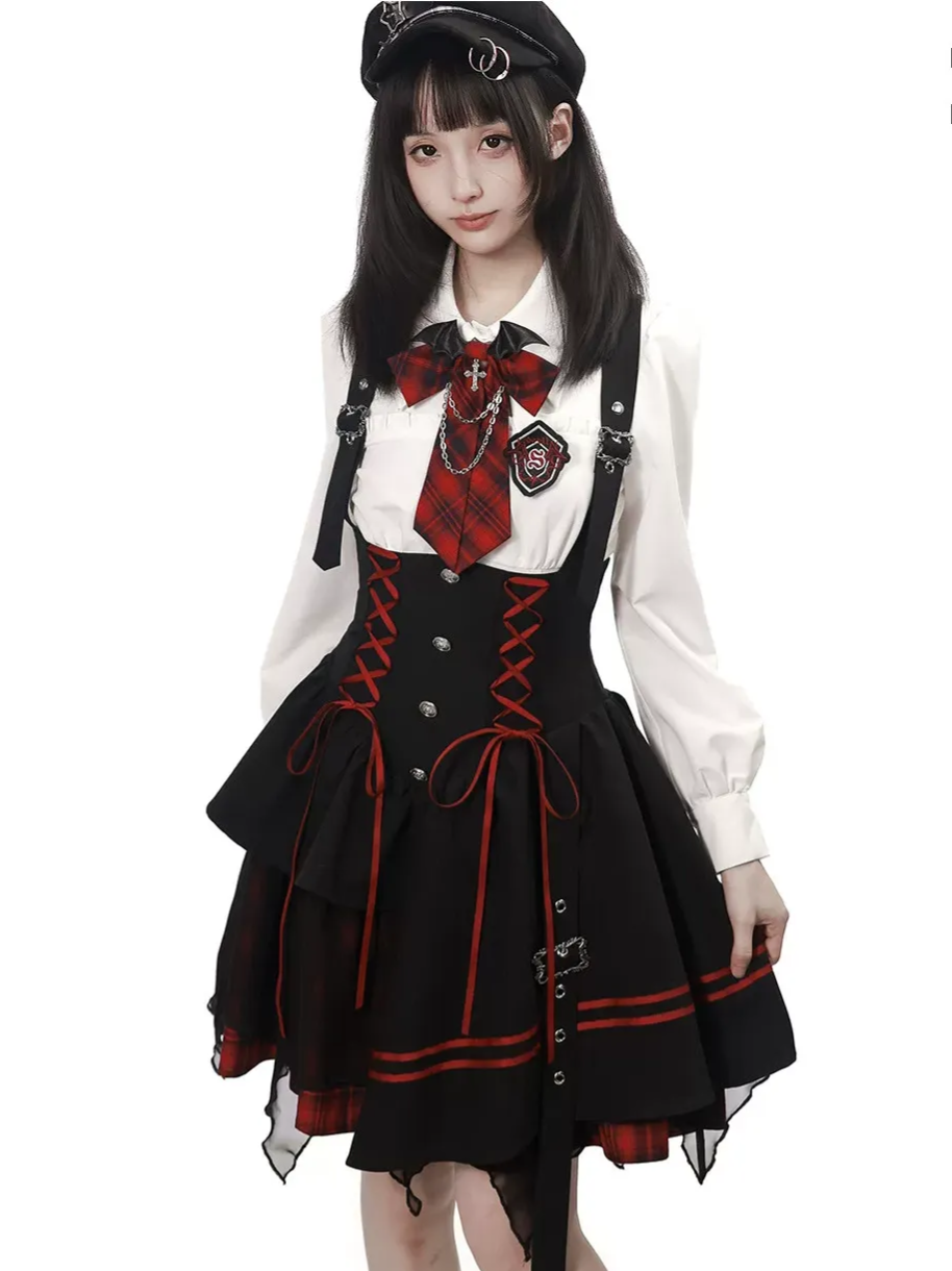 Gothic Puff-Sleeve Blouse Dress