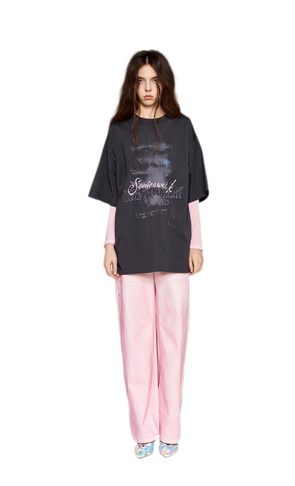 Cotton Rhinestone Graphic T-Shirt