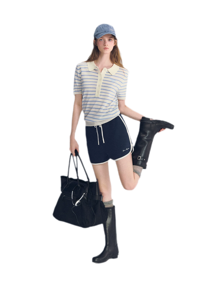 Striped Embroidered Polo