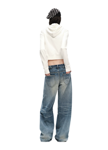 Vintage Washed Wide-Leg Jeans