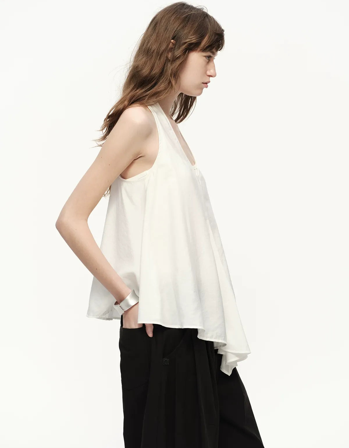 White Lyocell V-Neck Cami