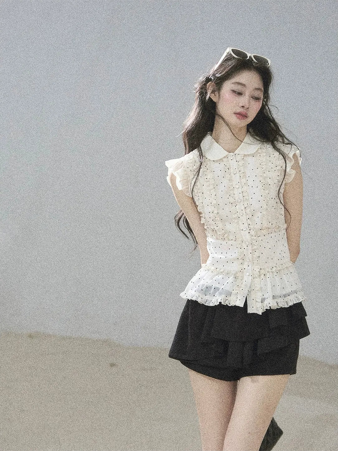 Polka Dot Ruffle Blouse