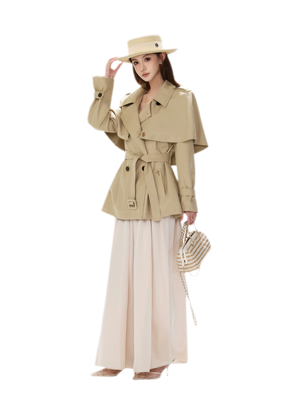 Áo khoác trench cape vải twill