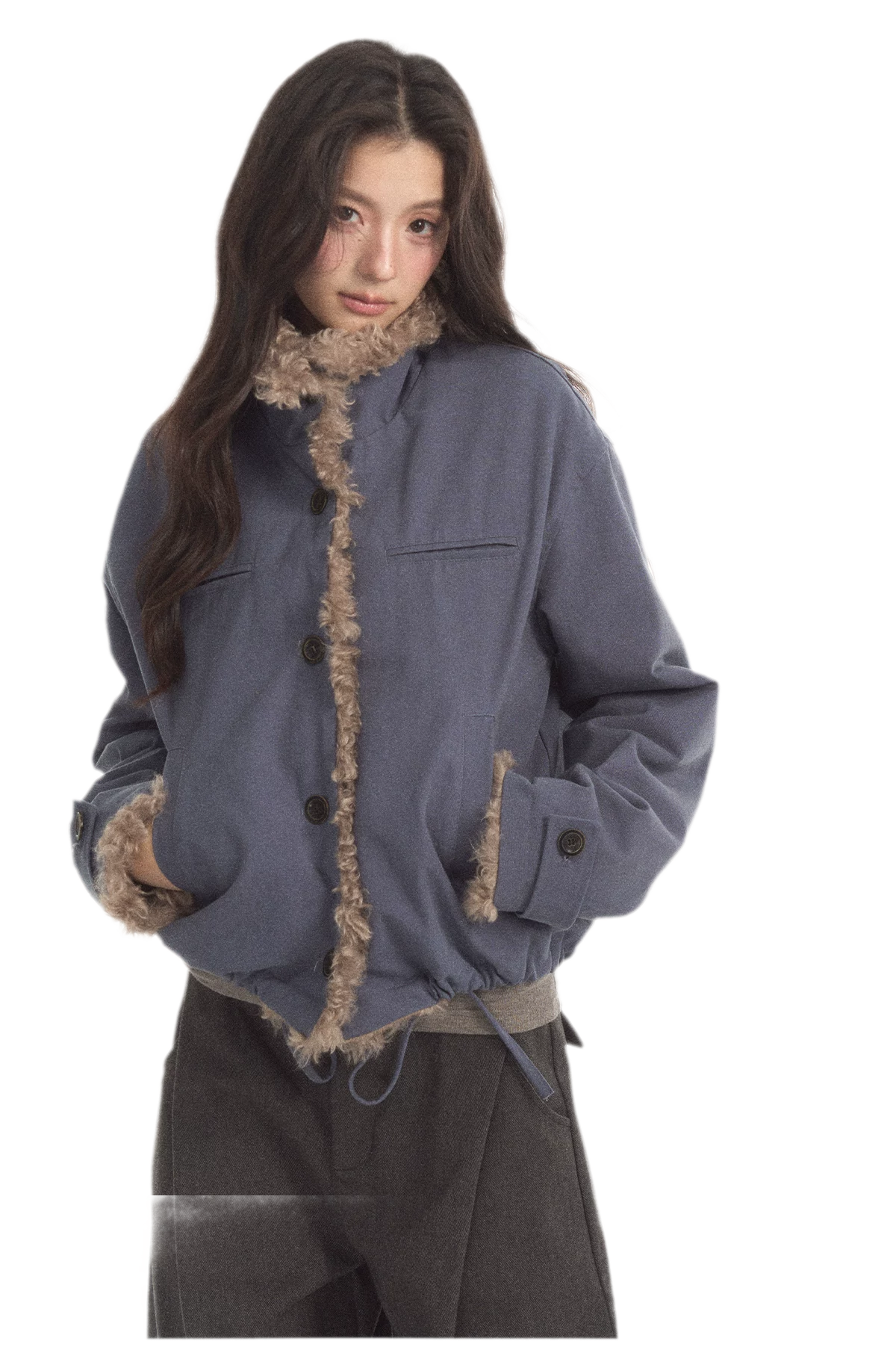 Faux Lamb-Wool Patchwork Jacket