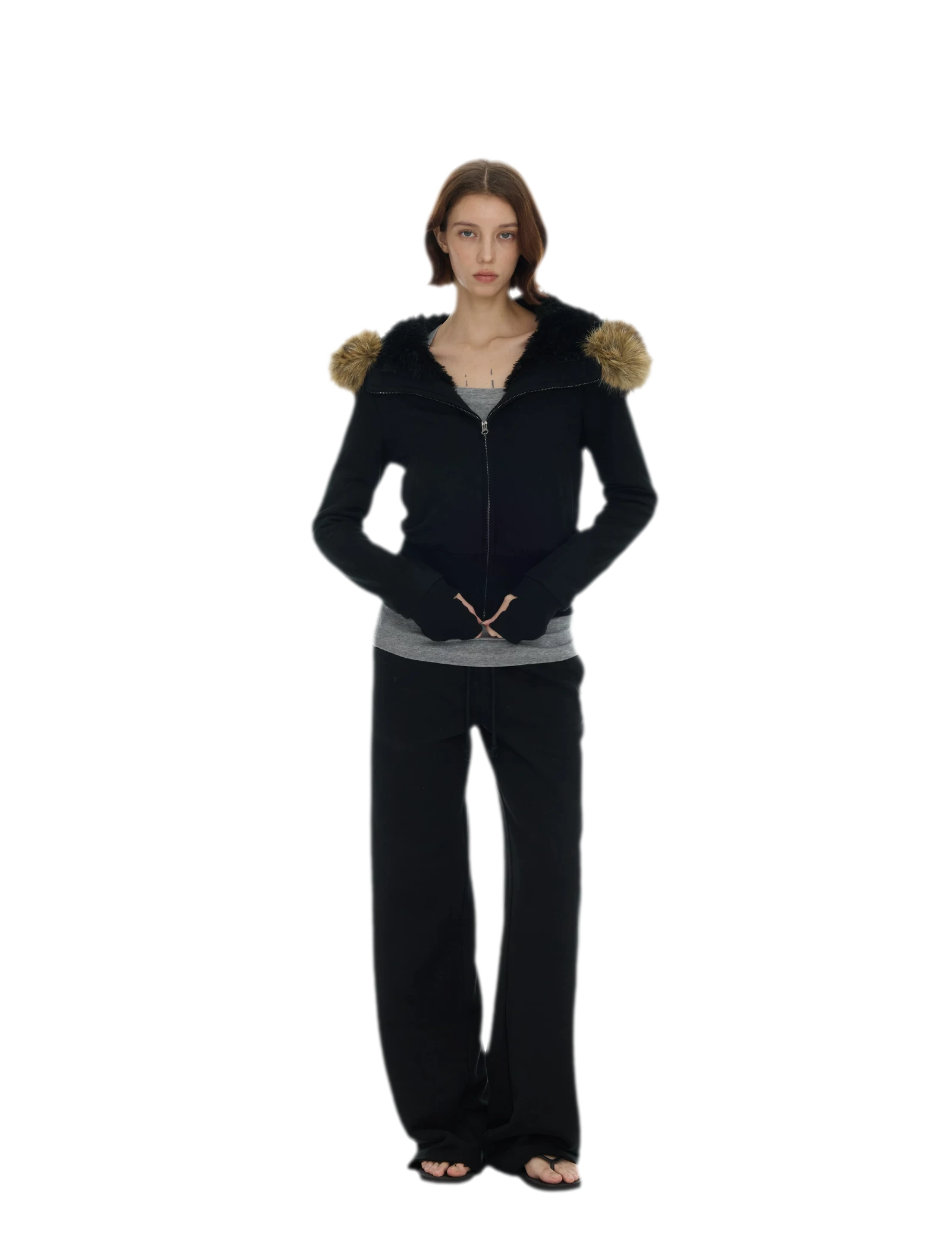 Detachable Fur Collar Hoodie Jacket