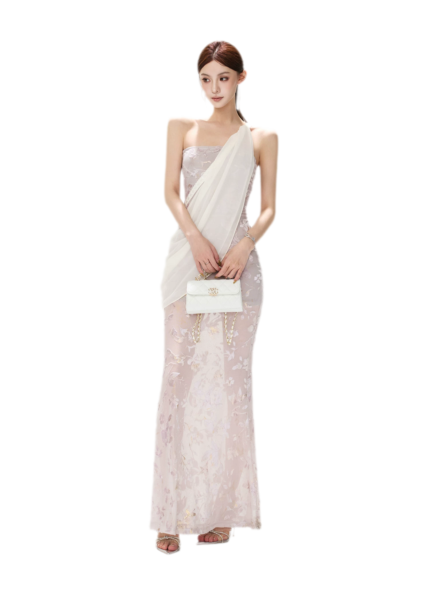 Flocked Floral Mermaid Dress