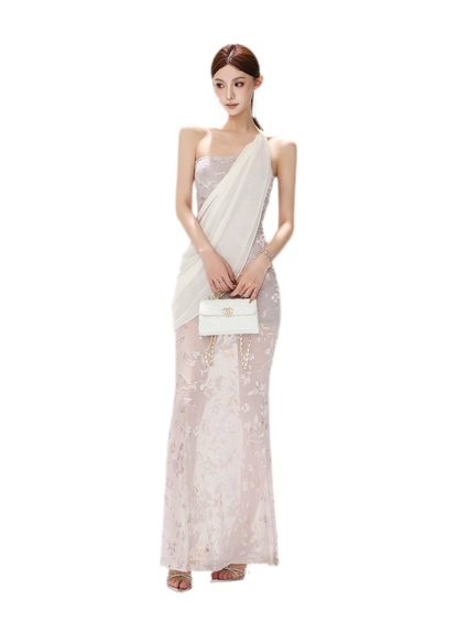 Flocked Floral Mermaid Dress