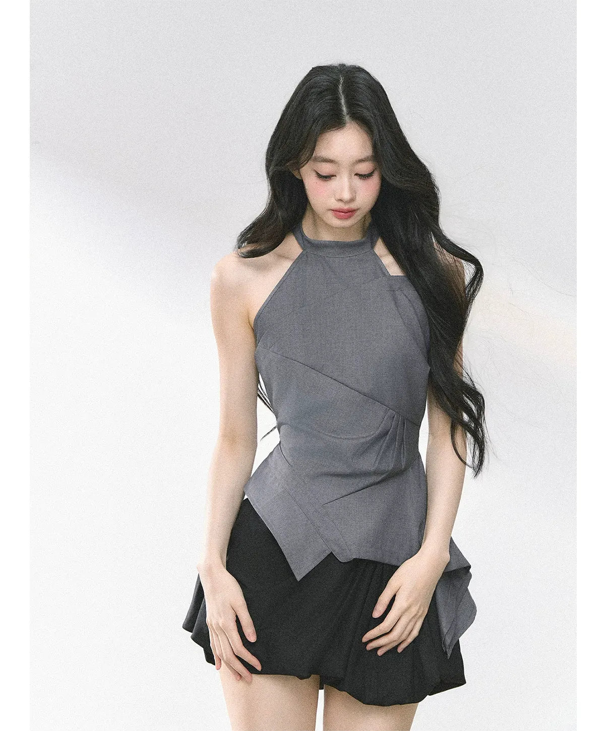 Halter Sculpted Crop Tee