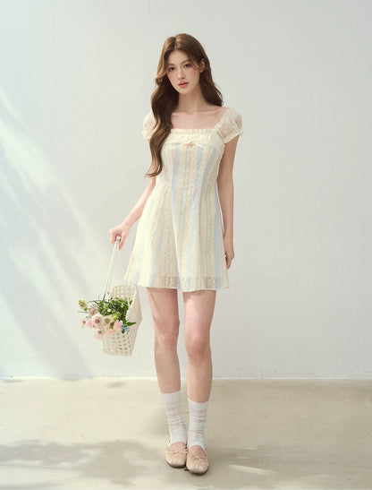 Floral Stripe A-Line Dress