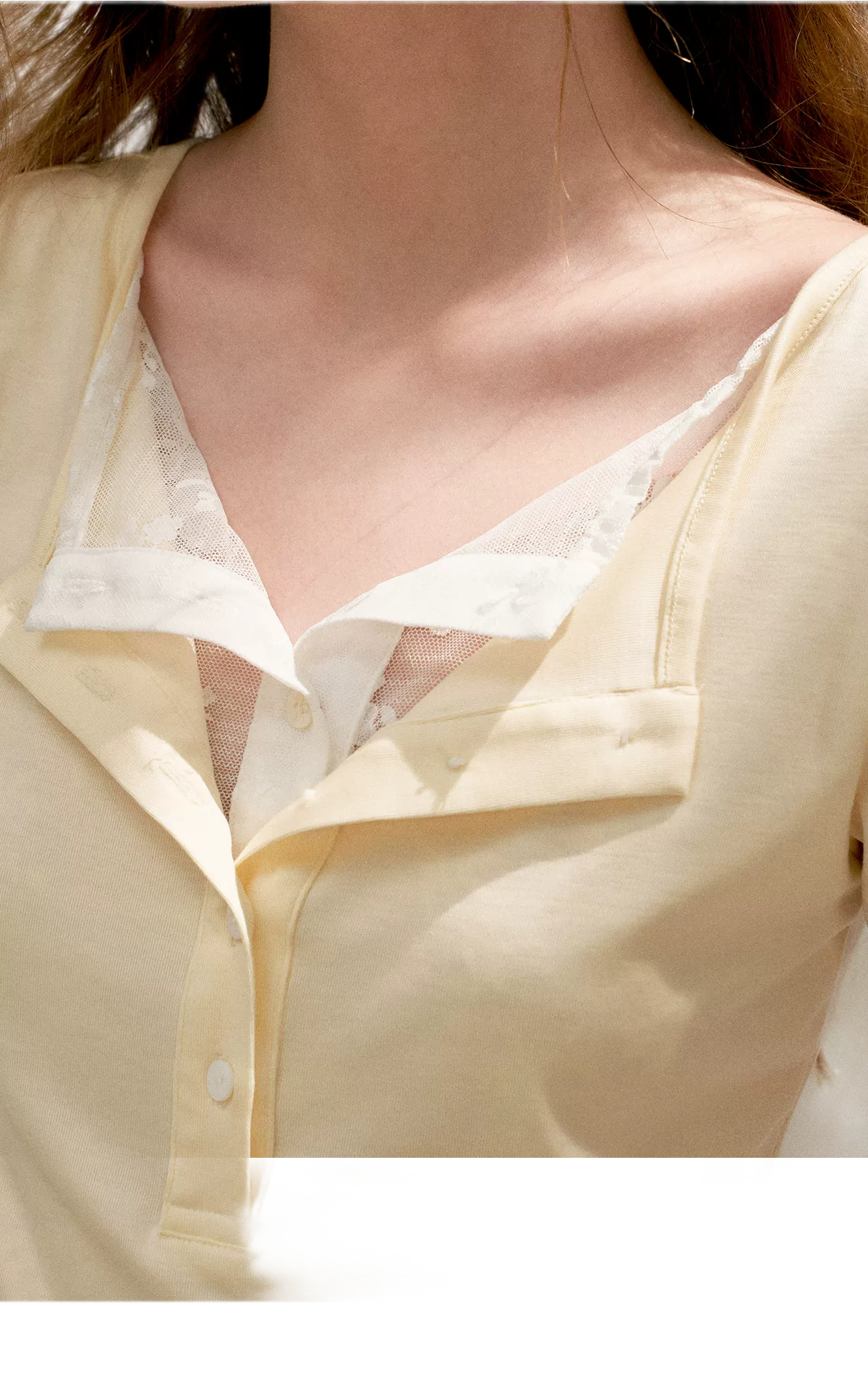 Double-Layer Collar Lace T-Shirt
