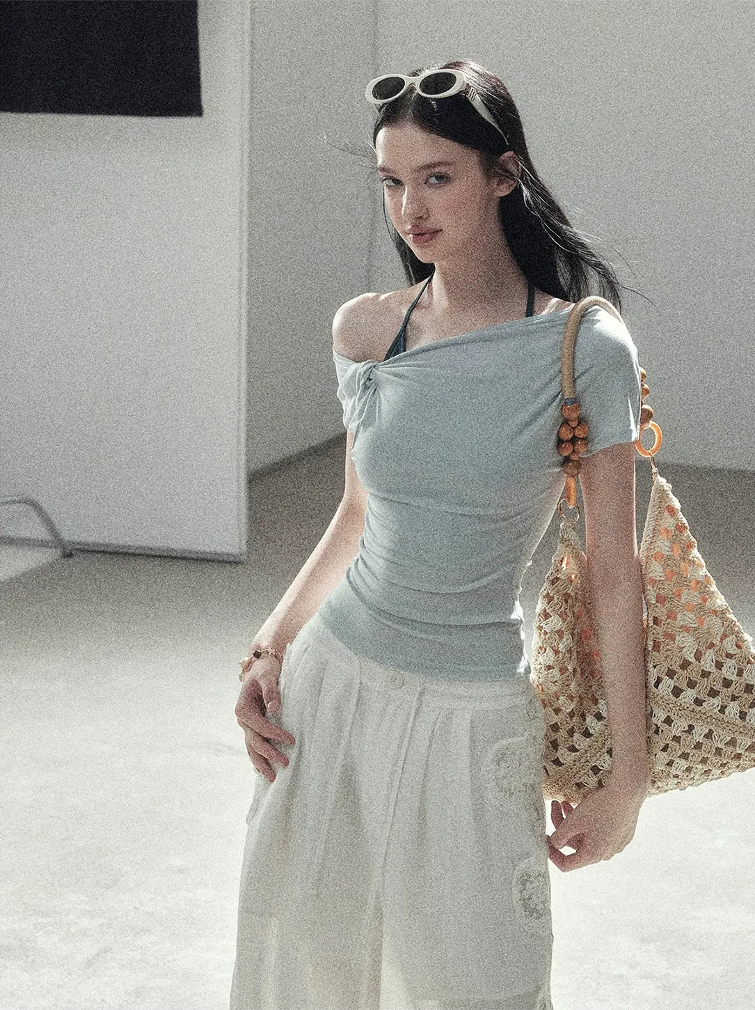 Asymmetric Twist Off-Shoulder Tee