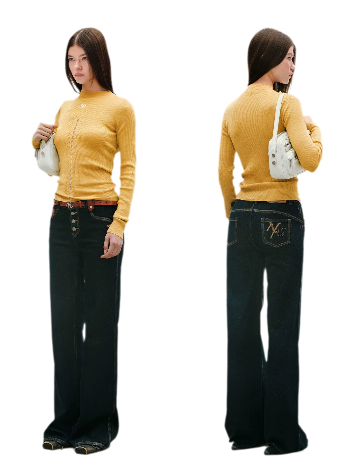 Openwork Rib-Knit Fitted Top
