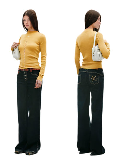Openwork Rib-Knit Fitted Top
