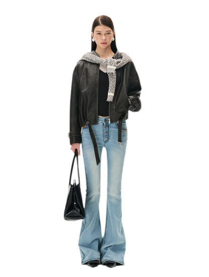 Contrast Wash Slim Flare Jeans