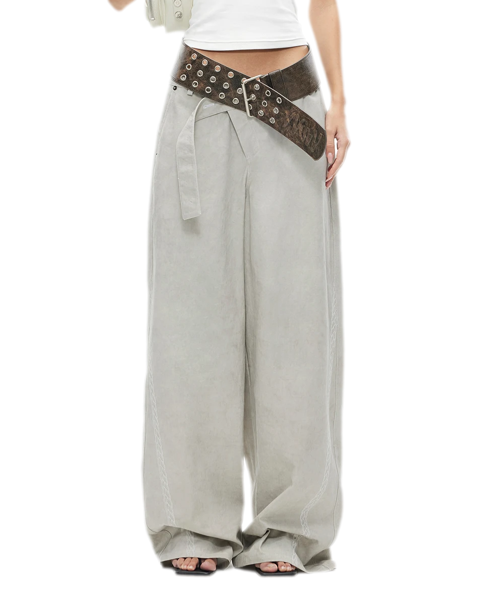 Wheat Ear Wide-Leg Casual Pants