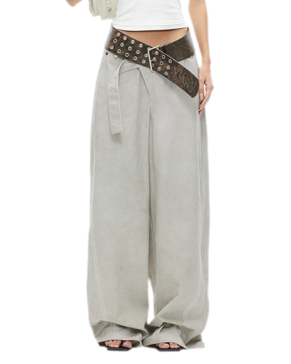 Wheat Ear Wide-Leg Casual Pants