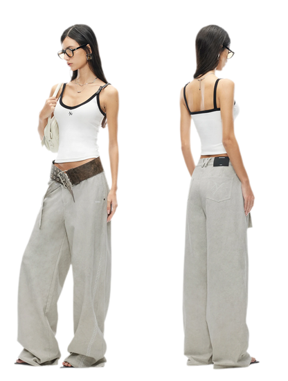 Wheat Ear Wide-Leg Casual Pants
