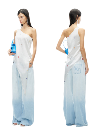 Acetate Satin Camisole with Horse Print