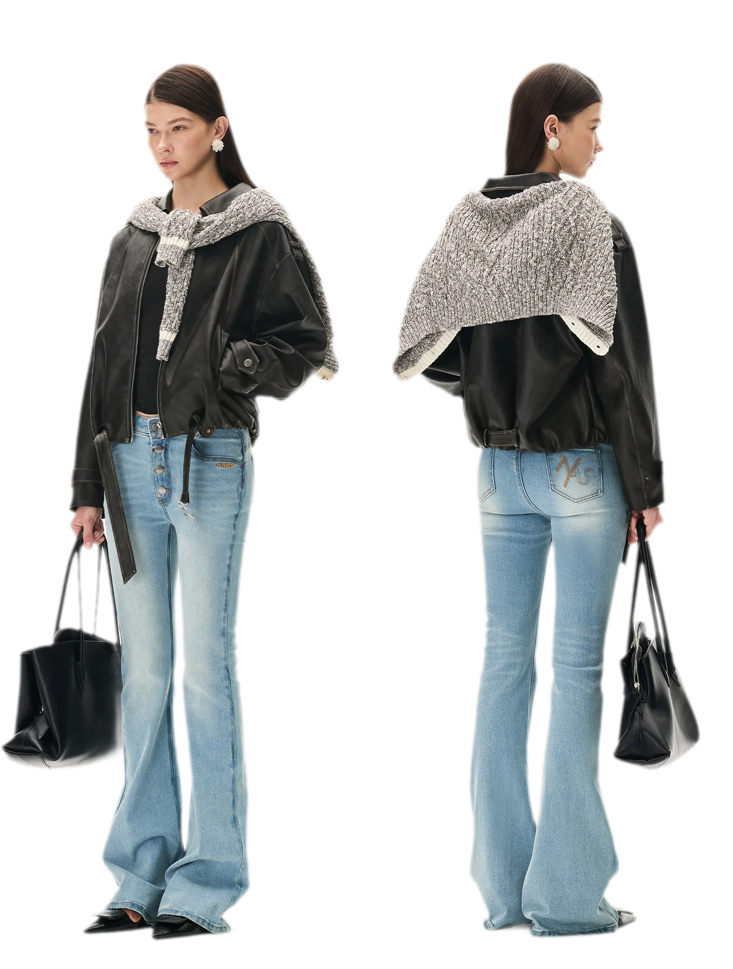 Contrast Wash Slim Flare Jeans