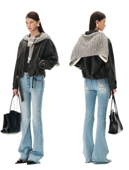 Contrast Wash Slim Flare Jeans