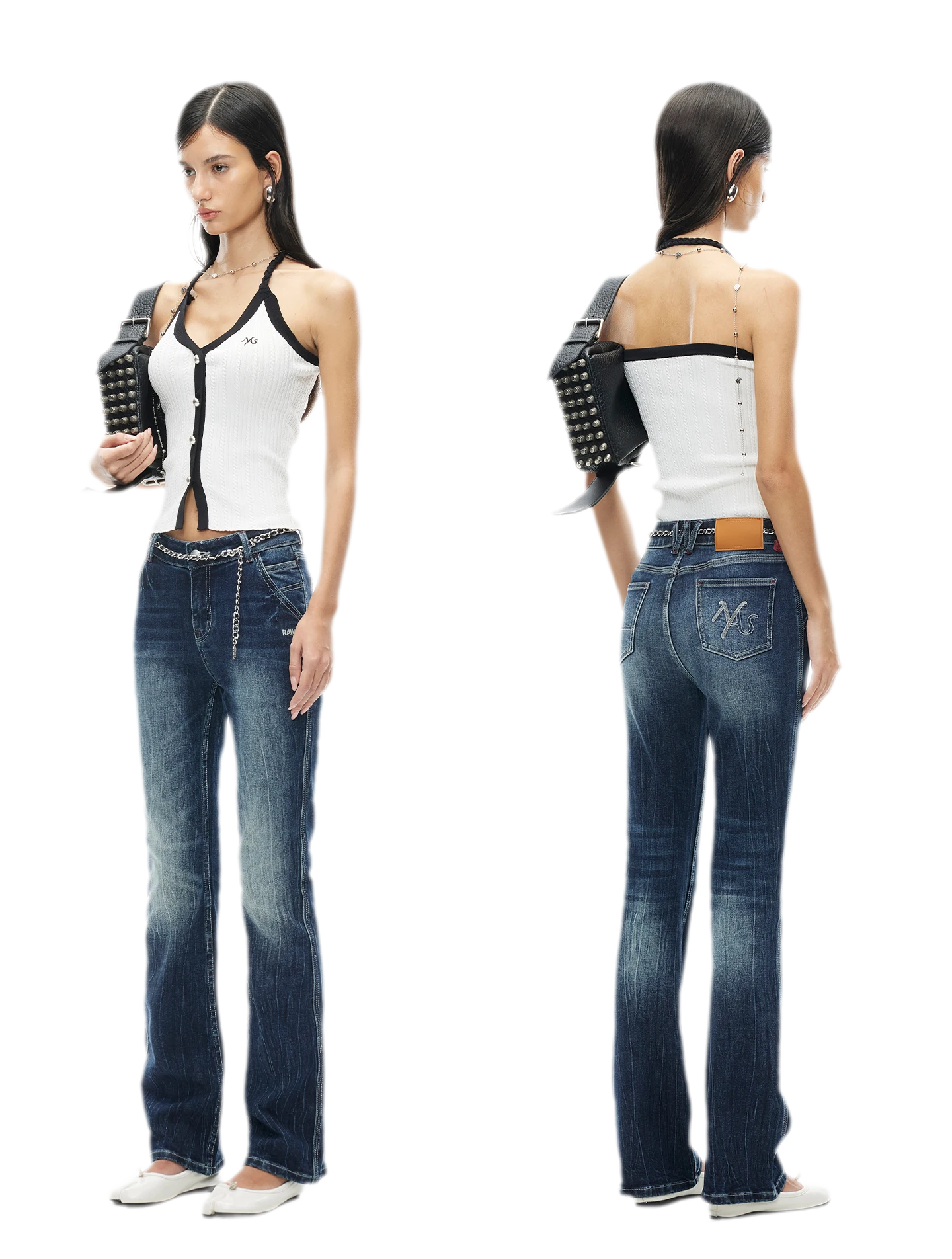 V-Neck Knitted Halter Vest