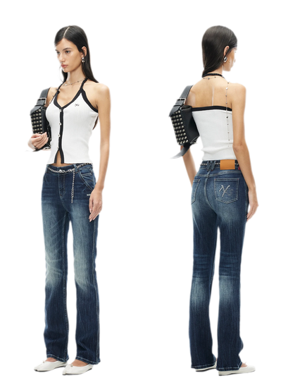 V-Neck Knitted Halter Vest