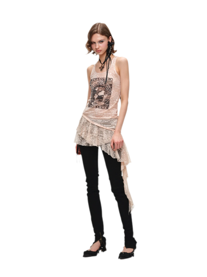 Lace Ruffle Tank Dress