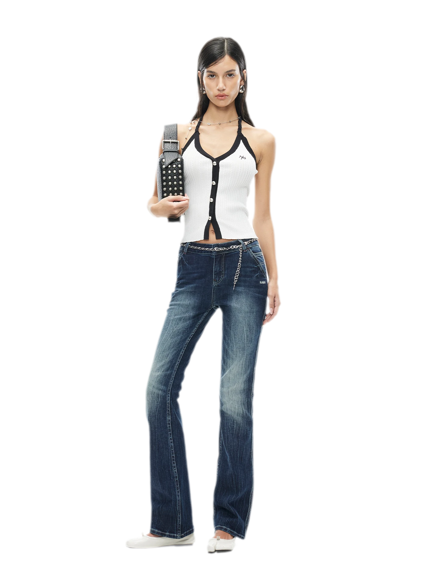 V-Neck Knitted Halter Vest
