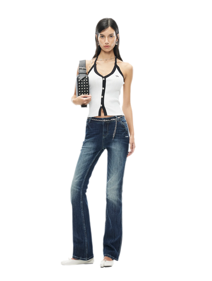 V-Neck Knitted Halter Vest