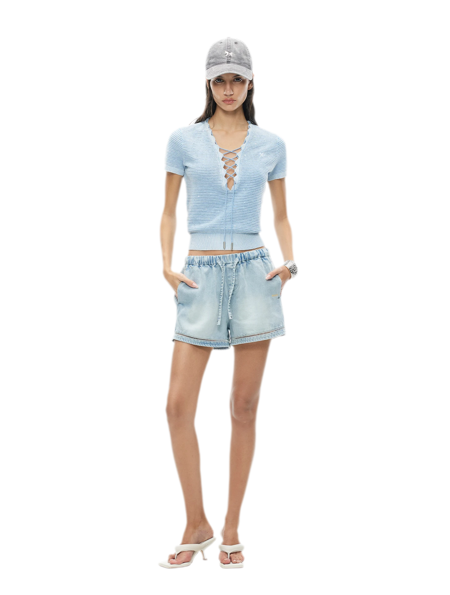 Lyocell Washed Denim Shorts