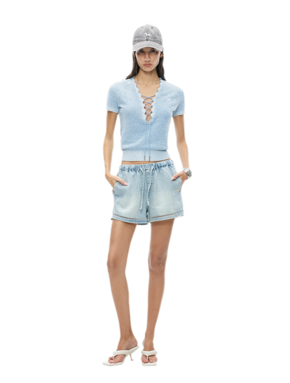Lyocell Washed Denim Shorts