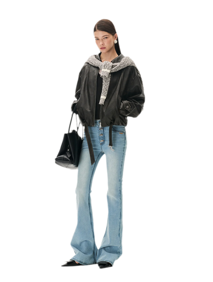Contrast Wash Slim Flare Jeans