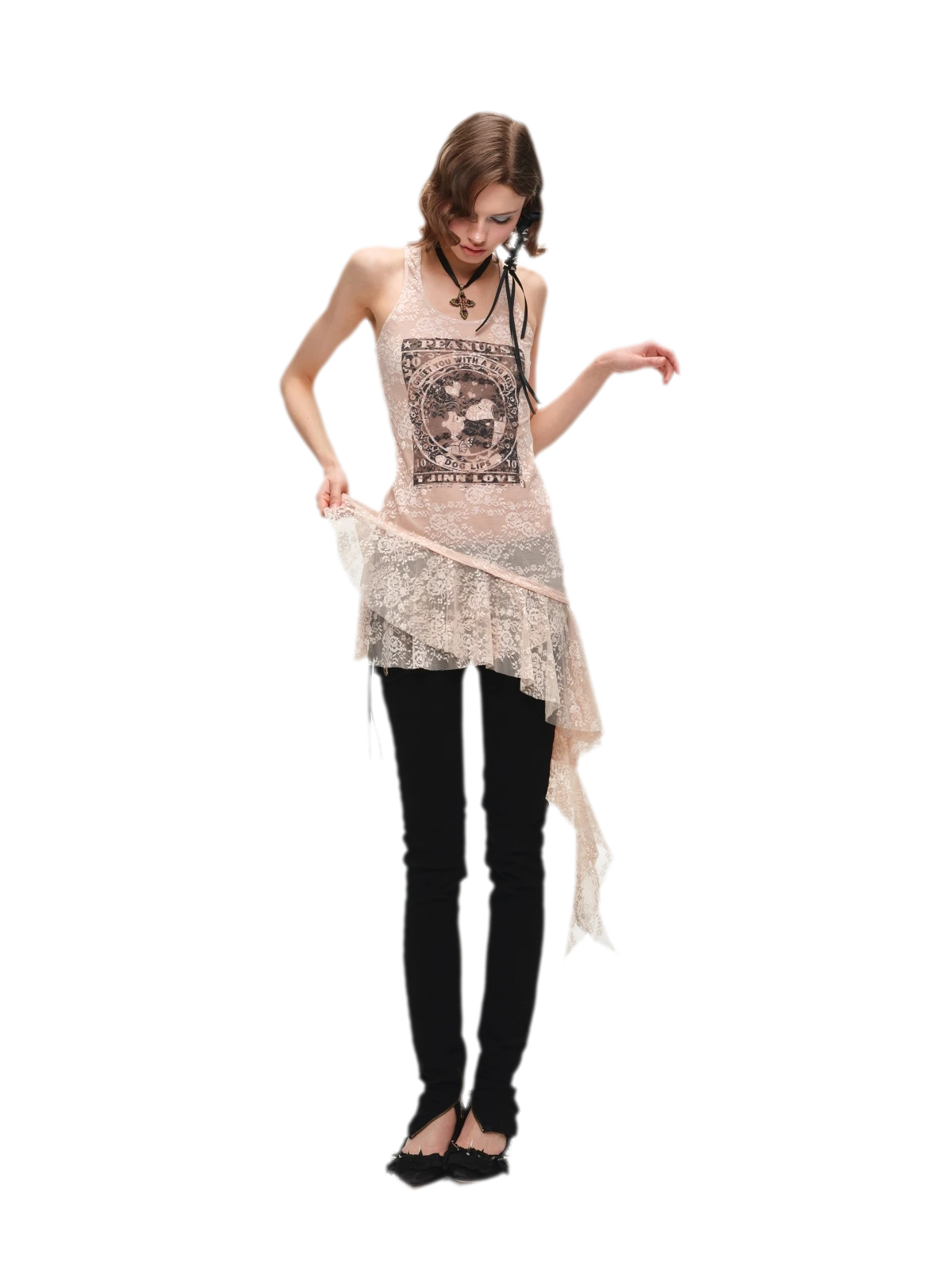 Lace Ruffle Tank Dress