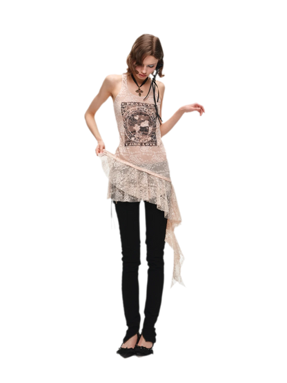 Lace Ruffle Tank Dress