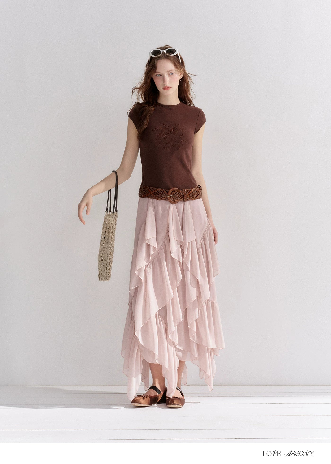 Irregular Ruffle Edge Chiffon Skirt