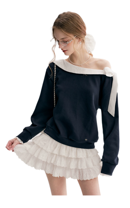 Balletcore Lace Collar Sweatshirt