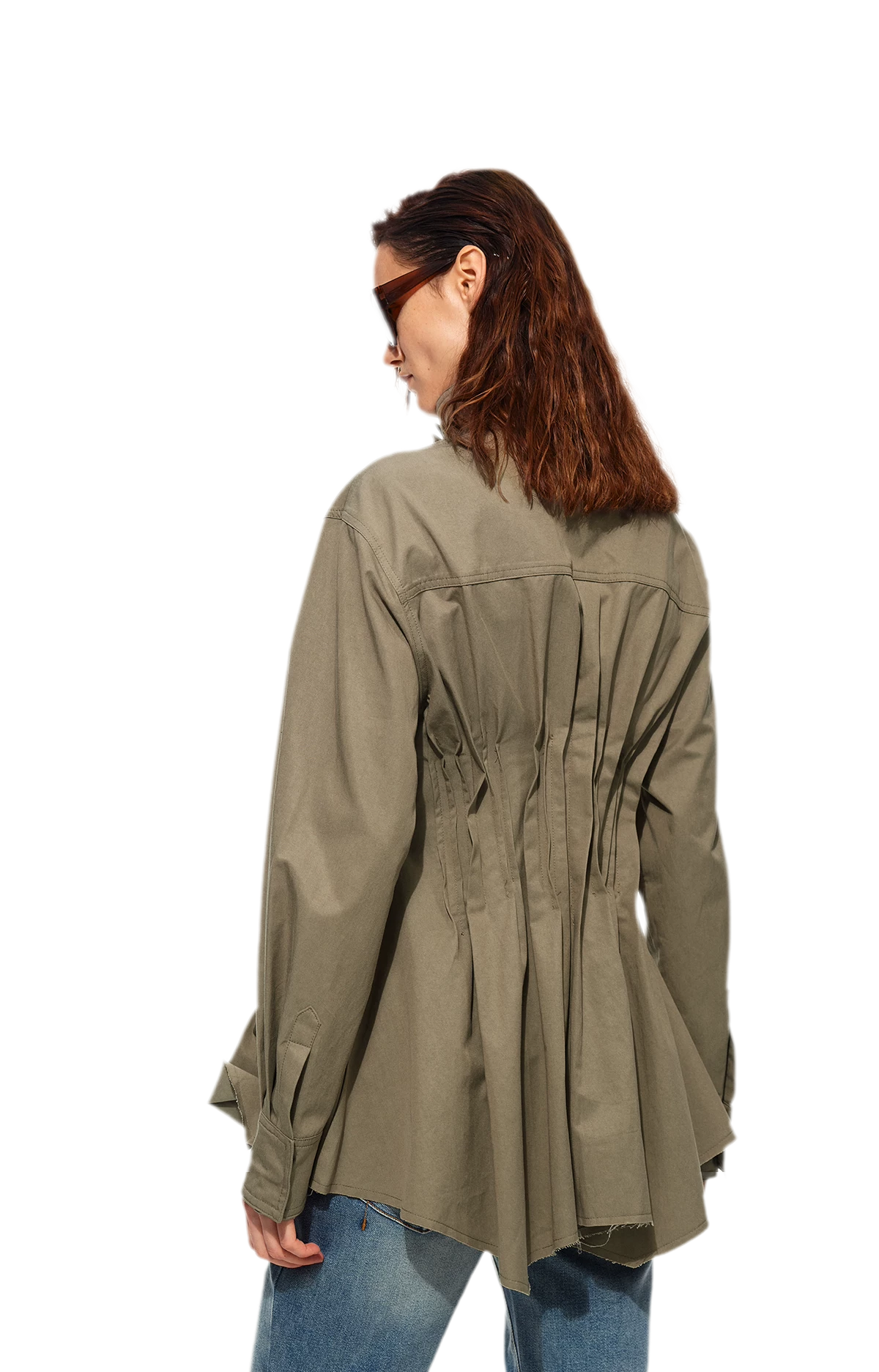 Pleated Fitted Utility Jacket
