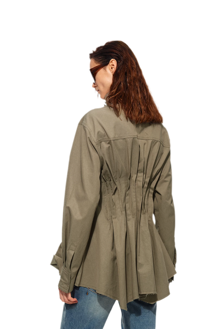 Pleated Fitted Utility Jacket