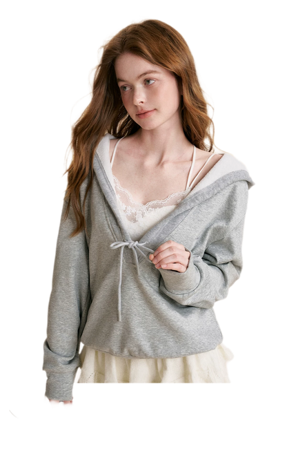 Cotton-Feel Ruched Oversized Hoodie