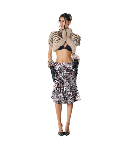 Animal Print Cropped Faux-Fur Jacket