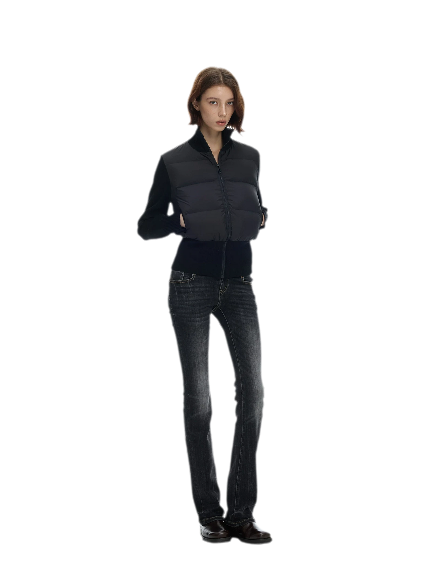 Washed Low-Rise Flare Jeans