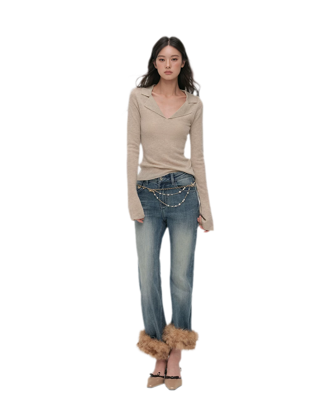 Wool Ribbed Polo Top