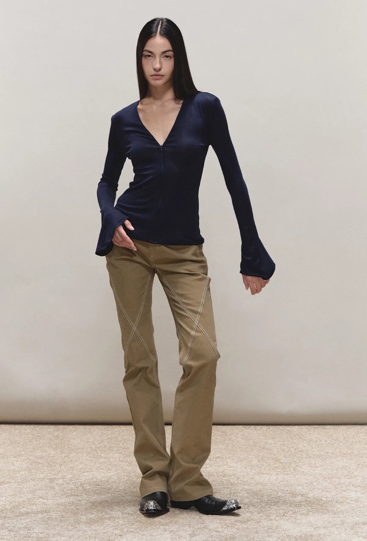 Vintage Distressed Khaki Slim Fit Casual Pants