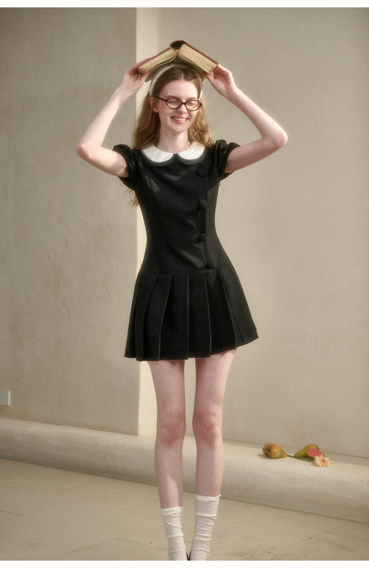 Babydoll Little Black Dress Pleated Skirt