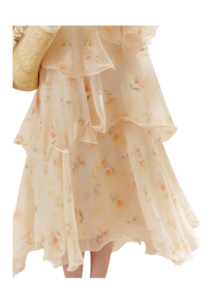 Chiffon Floral Halter Long Dress