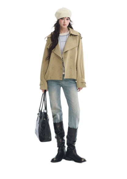 Cotton Cropped Double-Breasted Trench