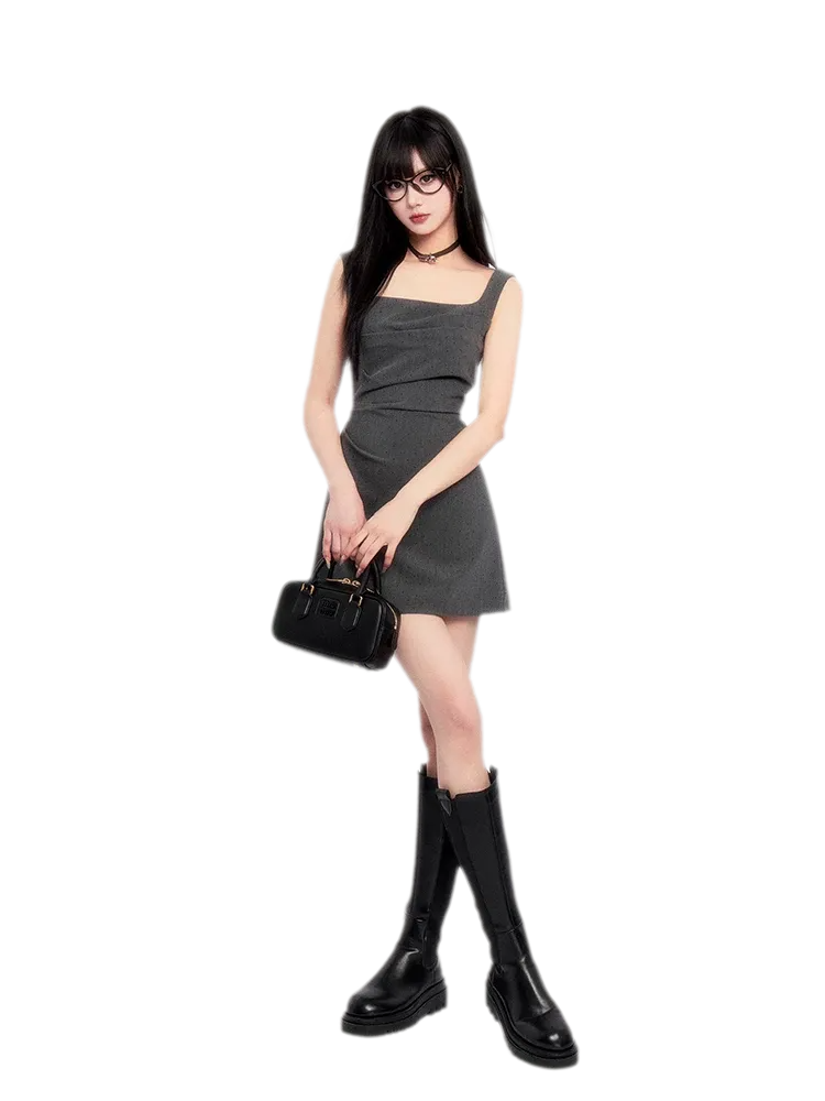 Structured Sparkle Asymmetric Mini Dress