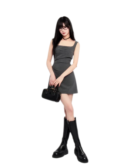 Structured Sparkle Asymmetric Mini Dress
