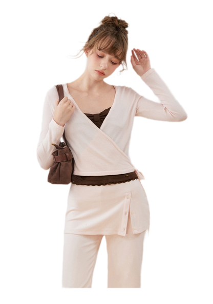 Silk Wool Wrap Knit Top
